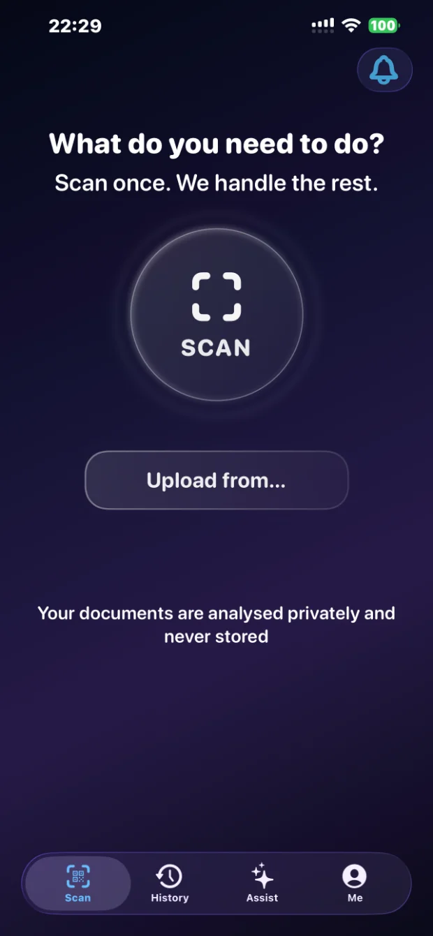 SnapReminder scan screen